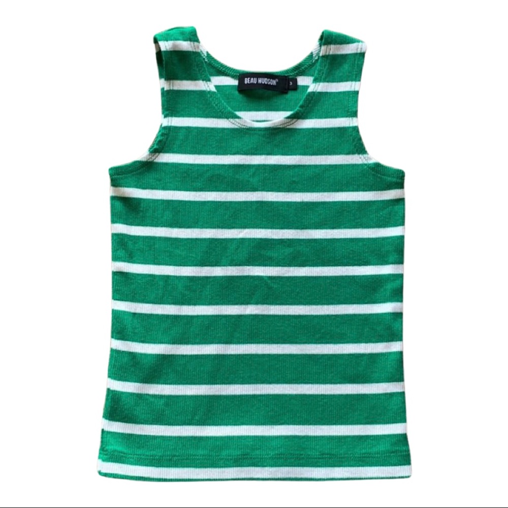 BEAU HUDSON Green/White Striped Toddler Tank Top 3